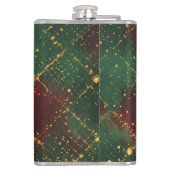 Christmas, Merry Christmas, Gold Red Green Pattern Heupfles (Achterkant)