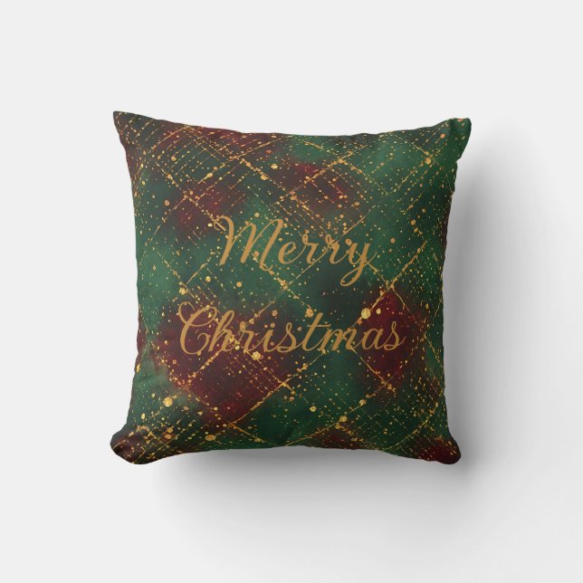 Christmas, Merry Christmas, Gold Red Green Pattern Kussen (Voorkant)