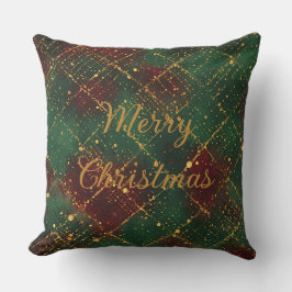 Christmas, Merry Christmas, Gold Red Green Pattern Kussen