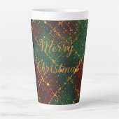 Christmas, Merry Christmas, Gold Red Green Pattern Latte Mok (Voorkant)