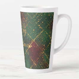Christmas, Merry Christmas, Gold Red Green Pattern Latte Mok