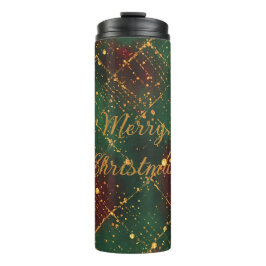 Christmas, Merry Christmas, Gold Red Green Pattern Thermosbeker