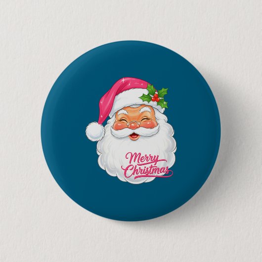 Christmas Merry Christmas Santa Face Jolly Santa C Ronde Button 5,7 Cm (Voorkant)