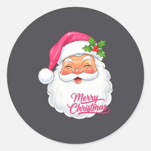 Christmas Merry Christmas Santa Face Jolly Santa C Ronde Sticker (Voorkant)