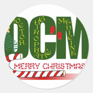 CHRISTMAS MERRY DCM - DOCTOR CHIROPRACTISCH GENEES RONDE STICKER