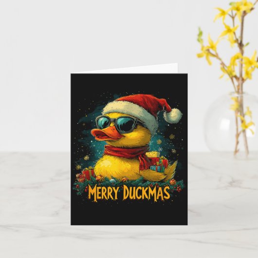 Christmas Merry Duckmas Funny Quackmas Pajama Duck Kaart (Gele Bloem)