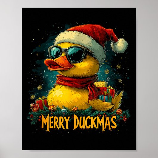 Christmas Merry Duckmas Funny Quackmas Pajama Duck Poster (Voorkant)