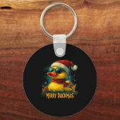 Christmas Merry Duckmas Funny Quackmas Pajama Duck Sleutelhanger (Voorkant)