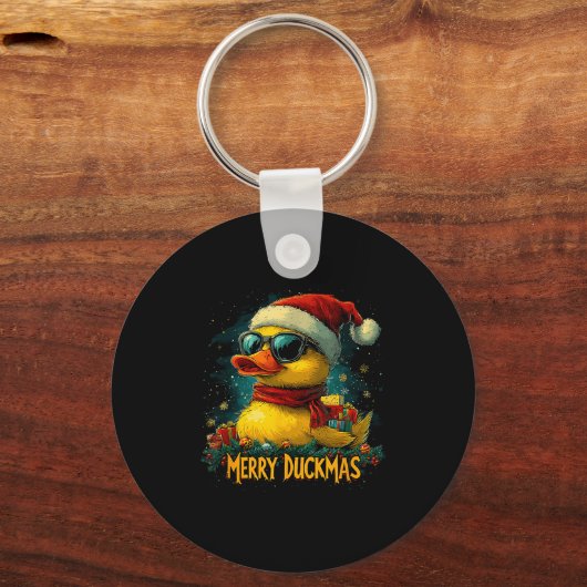 Christmas Merry Duckmas Funny Quackmas Pajama Duck Sleutelhanger (Voorkant)