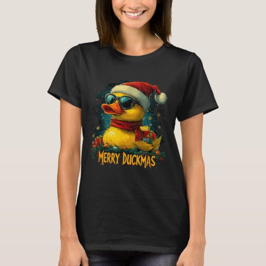 Christmas Merry Duckmas Funny Quackmas Pajama Duck T-shirt (Voorkant)