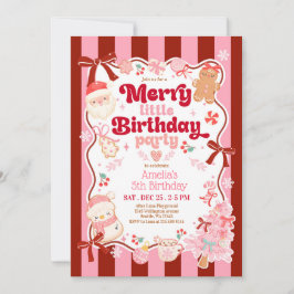 Christmas Merry Little Birthday Invitation Kaart