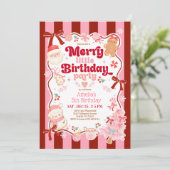Christmas Merry Little Birthday Invitation Kaart (Staand voorkant)