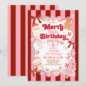 Christmas Merry Little Birthday Invitation Kaart (Voorkant / Achterkant)