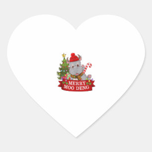 Christmas Merry Moo Deng Schattige Baby Hippo Boun Hart Sticker