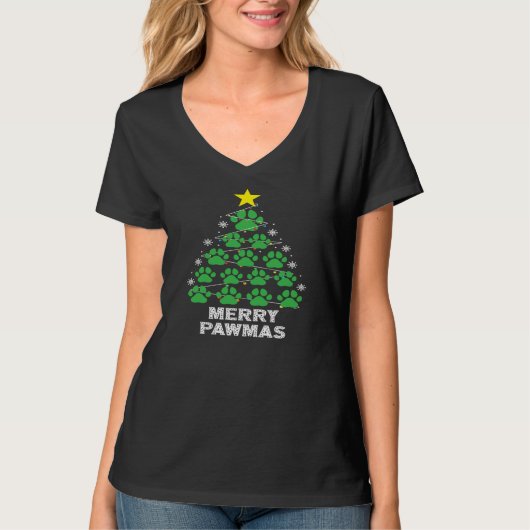 Christmas Merry Pawmas Funny Cat Lover Holiday T-shirt (Voorkant)