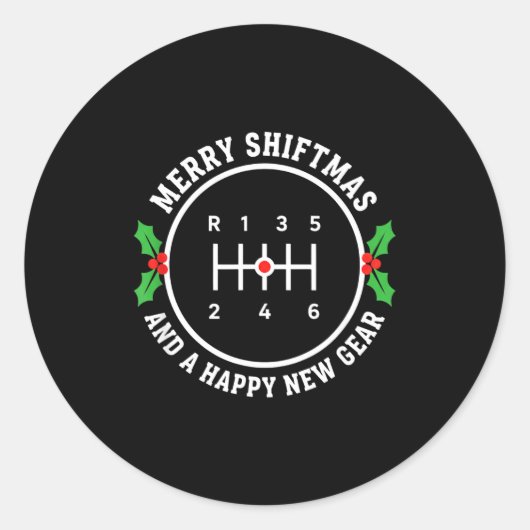 Christmas Merry Shiftmas And A Happy New Manual Sh Ronde Sticker (Voorkant)