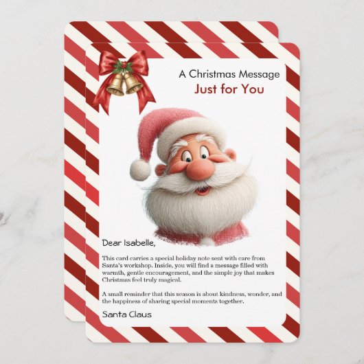 Christmas Message Card from Santa for Children Feestdagenkaart (Voorkant / Achterkant)