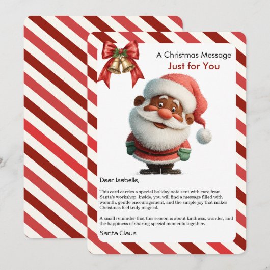 Christmas Message Card from Santa for Children Feestdagenkaart (Voorkant / Achterkant)