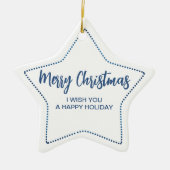 Christmas Message Snowflake Photo Star Keramisch Ornament (Voorkant)