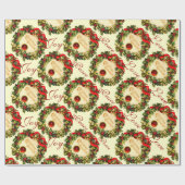 CHRISTMAS MET HOLLY BERRIES, JOY PEACE LIVE CADEAUPAPIER (Vlak)