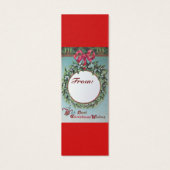 CHRISTMAS MET MISTLETOEN EN RODE RIBBON MINI VISITEKAARTJES (Achterkant)