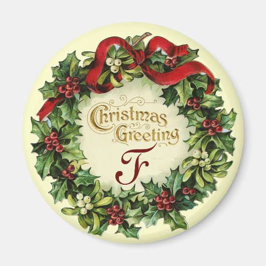 CHRISTMAS MET MISTLETOES EN HOLLY BERRIES MAGNEET (Voorkant)