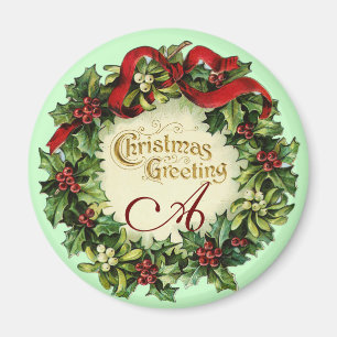 CHRISTMAS MET MISTLETOES EN HOLLY BERRIES MAGNEET