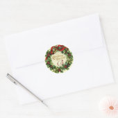 CHRISTMAS MET MISTLETOES EN HOLLY BERRIES RONDE STICKER (Envelop)