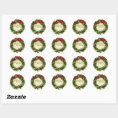 CHRISTMAS MET MISTLETOES EN HOLLY BERRIES RONDE STICKER (Vel)