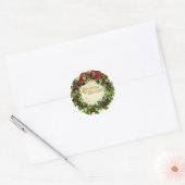 CHRISTMAS MET MISTLETOES EN HOLLY BERRIES RONDE STICKER (Envelop)