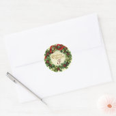 CHRISTMAS MET MISTLETOES EN HOLLY BERRIES RONDE STICKER (Envelop)