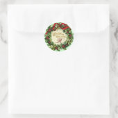 CHRISTMAS MET MISTLETOES EN HOLLY BERRIES RONDE STICKER (Tas)