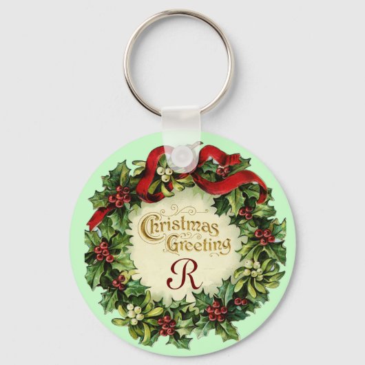 CHRISTMAS MET MISTLETOES EN HOLLY BERRIES SLEUTELHANGER (Voorkant)