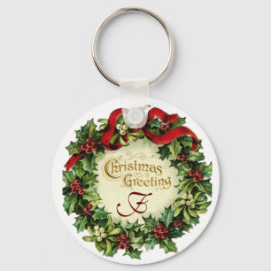 CHRISTMAS MET MISTLETOES EN HOLLY BERRIES SLEUTELHANGER