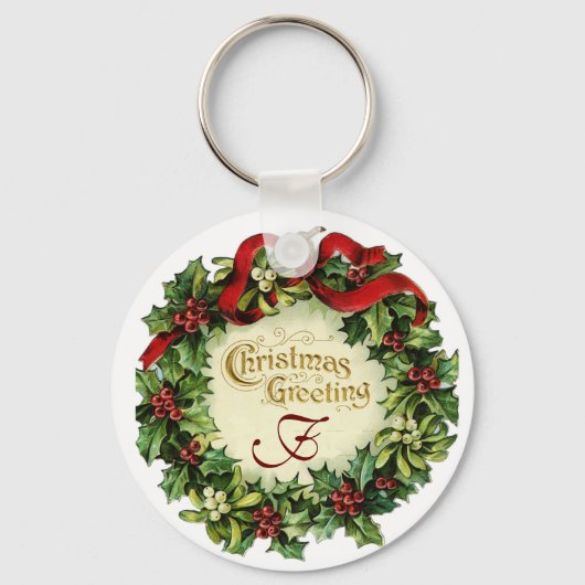 CHRISTMAS MET MISTLETOES EN HOLLY BERRIES SLEUTELHANGER (Voorkant)