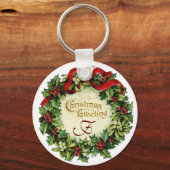 CHRISTMAS MET MISTLETOES EN HOLLY BERRIES SLEUTELHANGER (Voorkant)