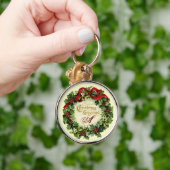CHRISTMAS MET MISTLETOES EN HOLLY BERRIES SLEUTELHANGER (Hand)