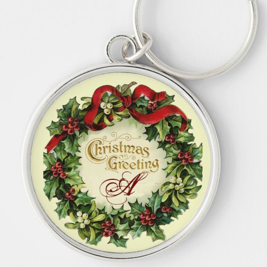 CHRISTMAS MET MISTLETOES EN HOLLY BERRIES SLEUTELHANGER (Voorkant)