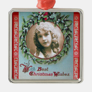 CHRISTMAS MET MISTLETOES FOTO-TEMPLATE METALEN ORNAMENT