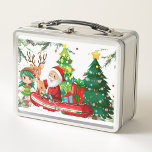 Christmas Metal Lunch Box<br><div class="desc">Kerstbomen Rendier Santa Claus Lunch Boxes</div>