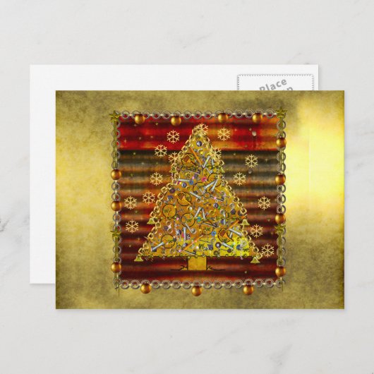 Christmas Metal Tree Feestdagenkaart (Voorkant / Achterkant)