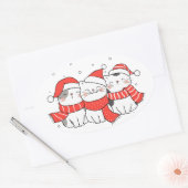 Christmas Mew Trio Ovale Sticker (Envelop)