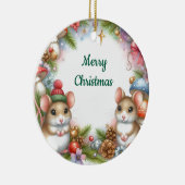 Christmas Mice and Mushrooms Whimsical Keramisch Ornament (Rechts)