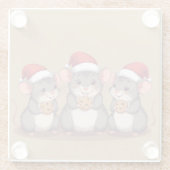 Christmas Mice Eating Santa's Cookies, Coaster Glazen Onderzetter (Achterkant)
