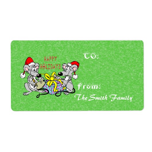 Christmas Mice Gift Label (groot) (Voorkant)