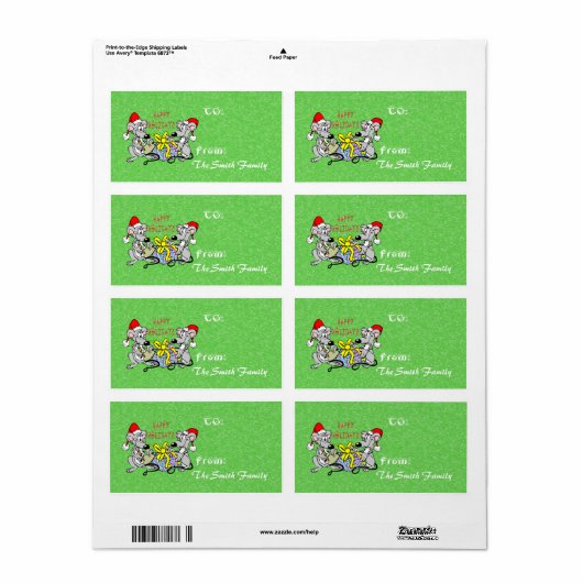 Christmas Mice Gift Label (groot) (Full Sheet)