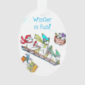 CHRISTMAS MICE SLEDDING ornament (voorkant)