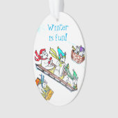 CHRISTMAS MICE SLEDDING ornament (voorkant)