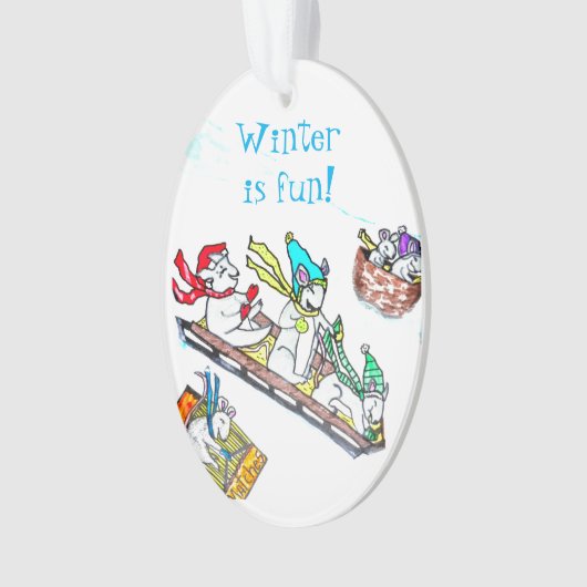 CHRISTMAS MICE SLEDDING ornament (voorkant)