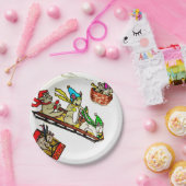 CHRISTMAS MICE SLEDDING paper borden Papieren Bordje (Feest)